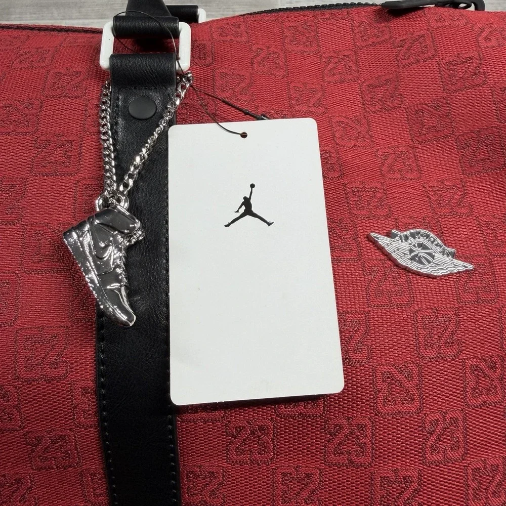 Jordan Nike Monogram Luxury Duffle Bag Varsity Red 40L Luggage Travel LM0759-H15